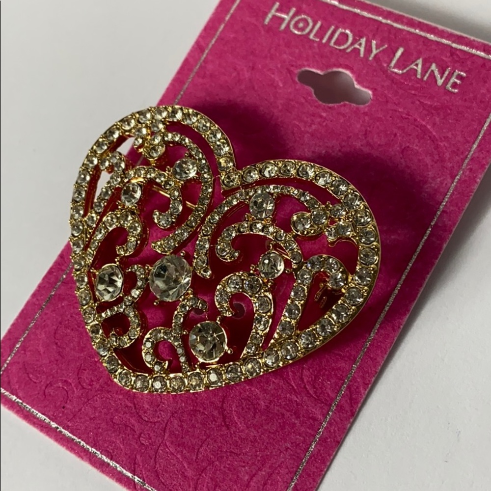 Holiday Lane golden heart pin